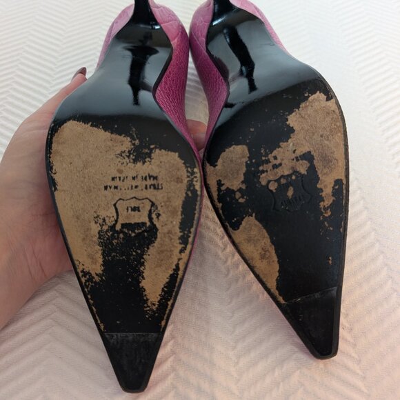 Stuart Weitzman pink croc embossed leather heels Pointy Toe Size 10 - Picture 12 of 12
